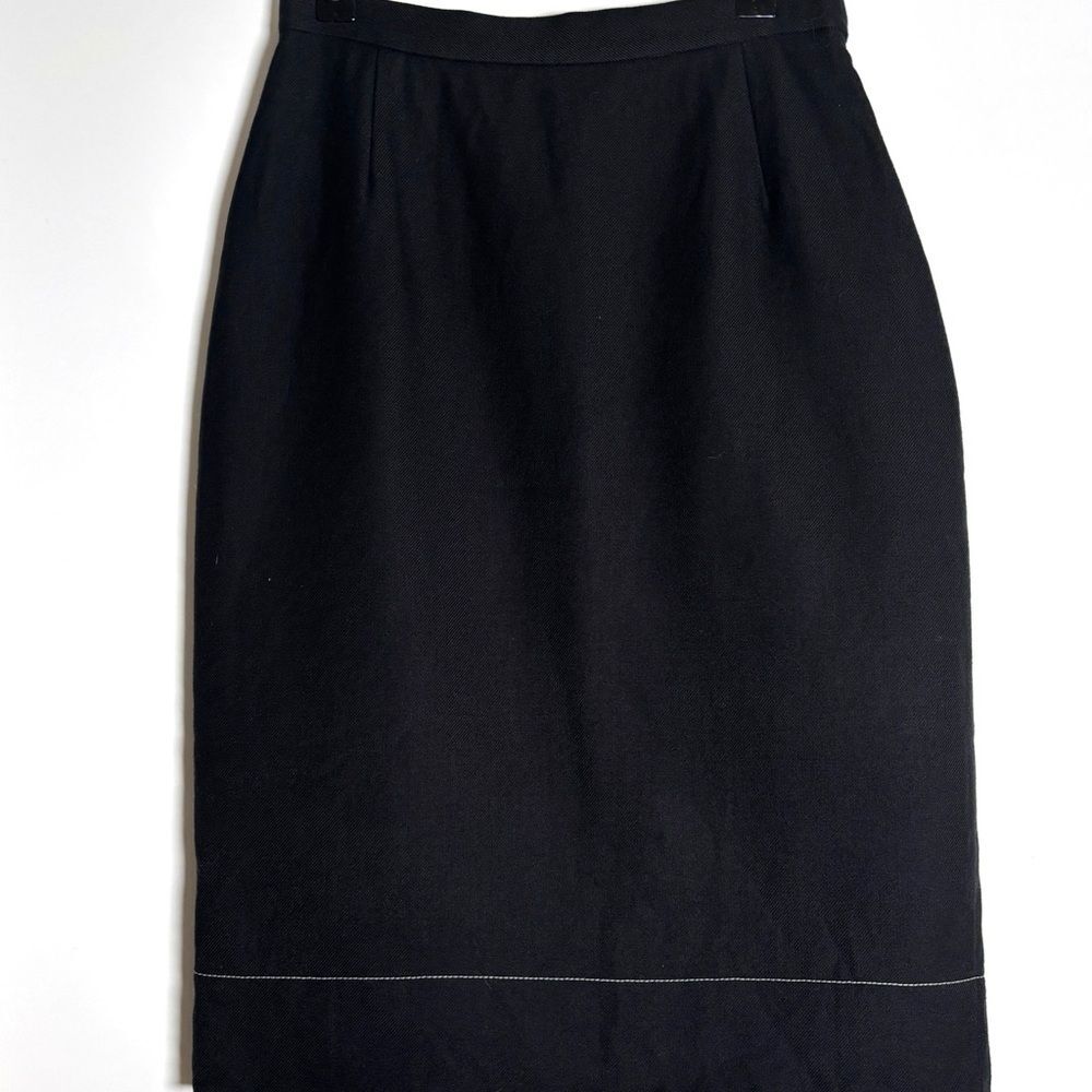 Prada Black Cotton Pencil Skirt – Italian Designer Minimalist, Vintage